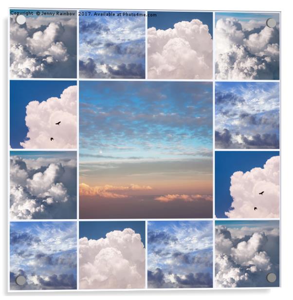 Dreamy Clouds Collage Acrylic by Jenny Rainbow
