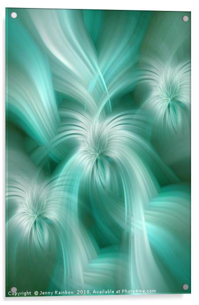Gentle Green Blue abstract. Concept Turquoise Flows Acrylic by Jenny Rainbow