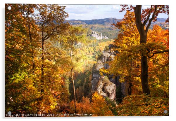 Autumn Splendor. Saxon Switzerland Acrylic by Jenny Rainbow