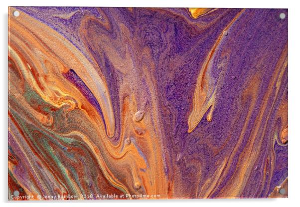 Purple Vibrations. Acrylic Fluid Paints Acrylic by Jenny Rainbow