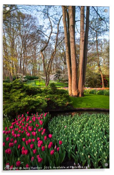 Red Splash Among Greenery In Keukenhof Acrylic by Jenny Rainbow