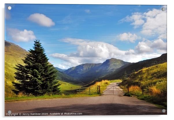 Gates. Rest and Be Thankful. Scotland Acrylic by Jenny Rainbow