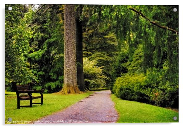 Come to Sit with Me. Benmore Botanical Garden, Scotland Acrylic by Jenny Rainbow