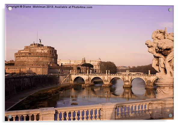 Bridge over the Tiber River in Rome, Castel SantAn Acrylic by Diane  Mohlman