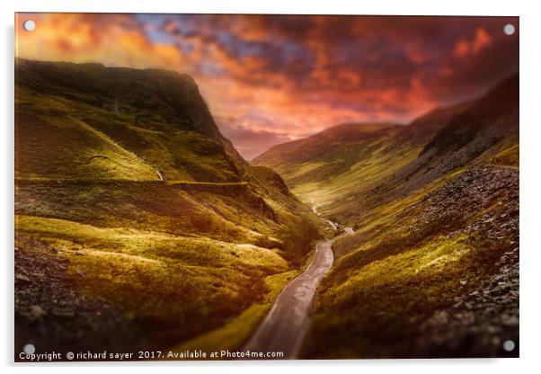 Honister Pass Sundown Acrylic by richard sayer