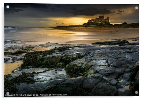 Majestic Bamburgh Castle overlooking the North Sea Acrylic by richard sayer