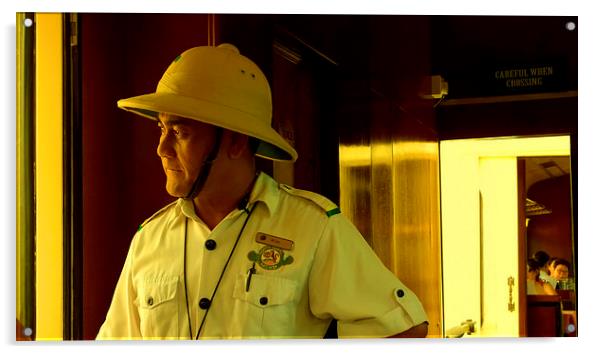 North Borneo Train Conductor Acrylic by Mark McDermott