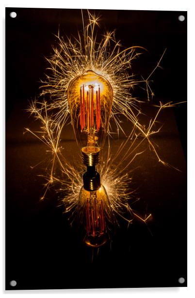Sparkling Vintage Light Bulb Acrylic by Kevin Duffy