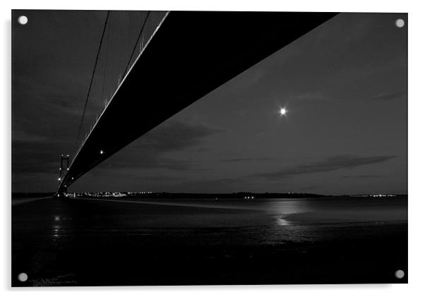 Humber bridge by night Acrylic by Leon Conway