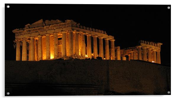 Parthenon, Athens at Night Acrylic by Jay Huckins