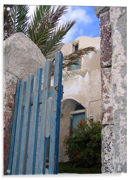 Santorini, Greece, Ruined Gate Acrylic by Jay Huckins