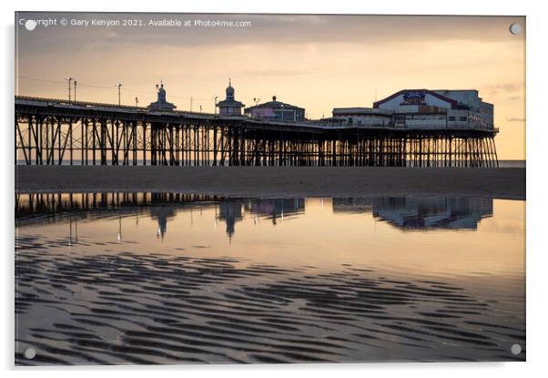 North Pier, Blackpool at sunset Acrylic by Gary Kenyon