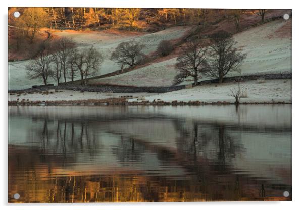 Cold and frosty morning at Rydalwater Acrylic by Gary Kenyon