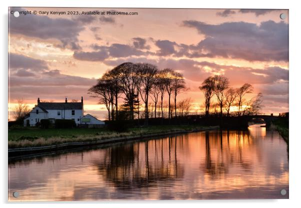 Sunset over the Lancaster Canal  Acrylic by Gary Kenyon