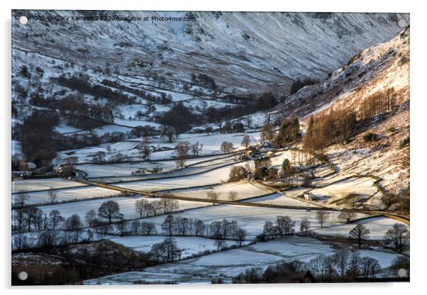 Snowy Valley Views Patterdale Acrylic by Gary Kenyon