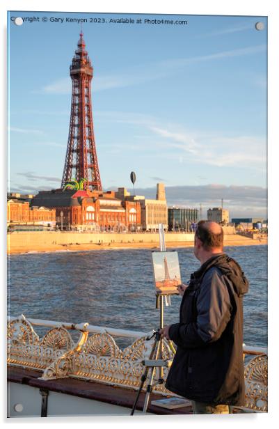 Blackpool Seaside Painter Acrylic by Gary Kenyon