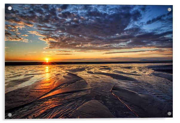 Sunset on Cleveleys Beach Acrylic by Gary Kenyon