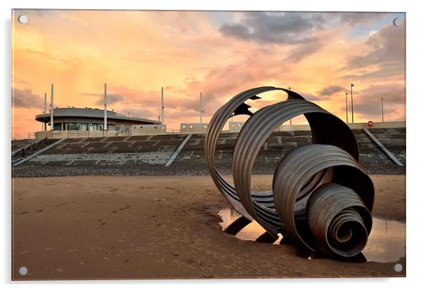 Marys Shell Cleveleys Sunset Acrylic by Gary Kenyon