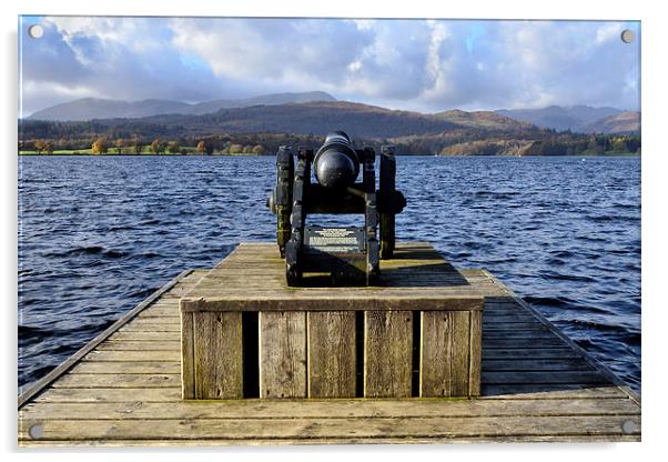 The Low Wood Cannon Windermere Acrylic by Gary Kenyon