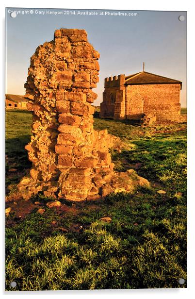 Golden Light On Cockersand's Abbey  Acrylic by Gary Kenyon