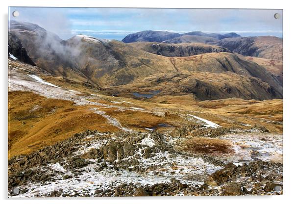  Bowfell from Esk Pike Acrylic by Gary Kenyon