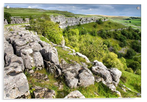  View From Malham Cove Yorkshire Acrylic by Gary Kenyon