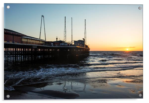 South Pier Sunset Blackpool Acrylic by Gary Kenyon