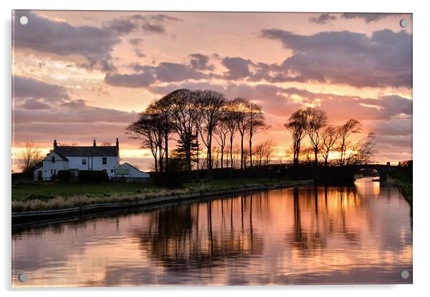  Pink Skies Over The Lancaster Canal - Condor Gree Acrylic by Gary Kenyon