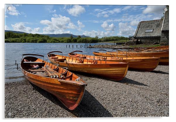 Ullswater Rowing Boats Acrylic by Gary Kenyon