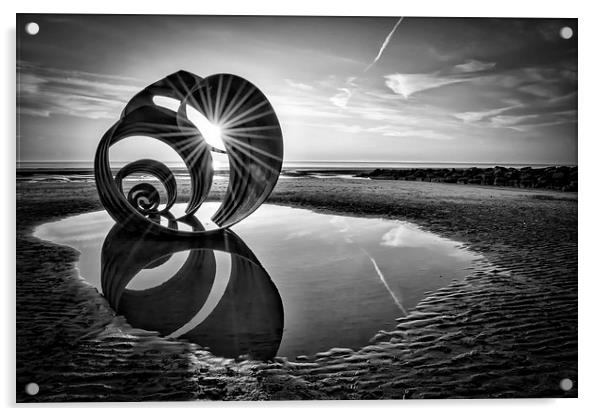 Mary's Shell Black and White Acrylic by Gary Kenyon