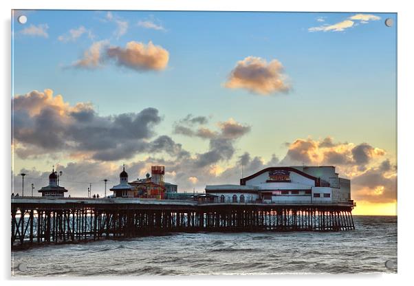 Sunset Sky Over North Pier Acrylic by Gary Kenyon
