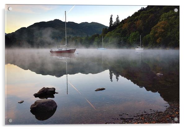 Misty Ullswater Morning Acrylic by Gary Kenyon