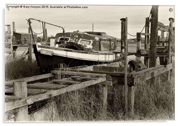 Old Boat And Jetty At Skippool Creek Acrylic by Gary Kenyon