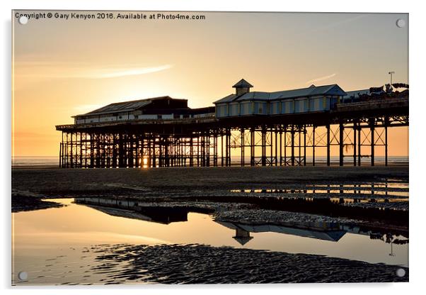 Sunset Central Pier Blackpool Acrylic by Gary Kenyon