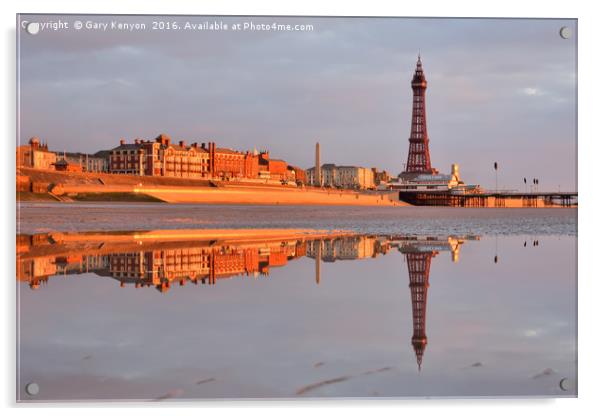 Golden Mile Reflections Blackpool Acrylic by Gary Kenyon
