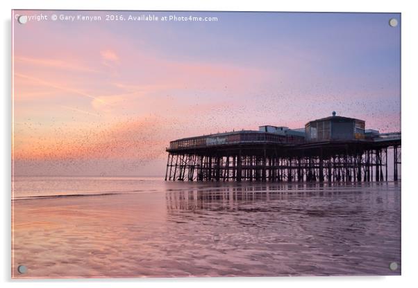 Sunset Starlings North Pier Acrylic by Gary Kenyon