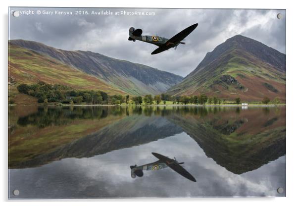 Spitfire Over Buttermere Acrylic by Gary Kenyon