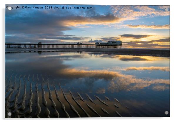 Sunset Reflections By North Pier Acrylic by Gary Kenyon