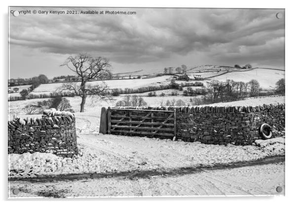 Snowy Winter Scene Downham Acrylic by Gary Kenyon
