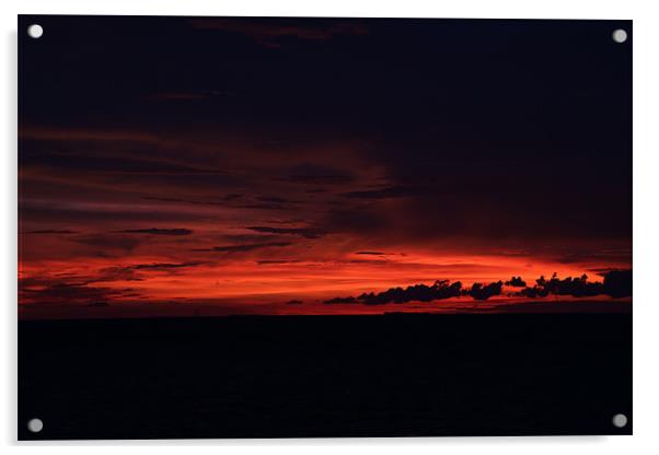 Maldivian Red Sunset Acrylic by Jon Bryant