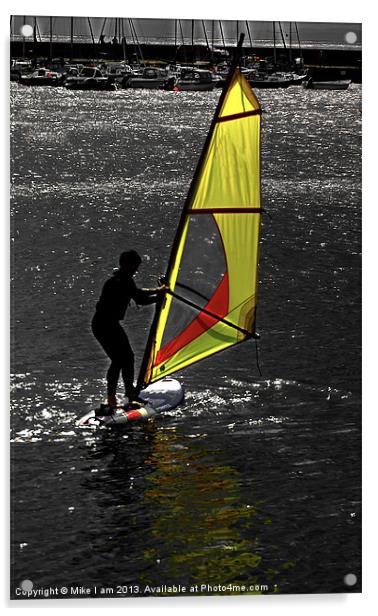 Windsurfer Silhouette Acrylic by Thanet Photos
