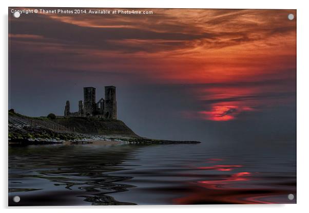 Reculver castle sunset Acrylic by Thanet Photos