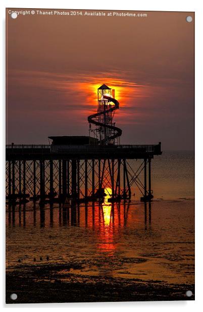 Pier at sunset Acrylic by Thanet Photos