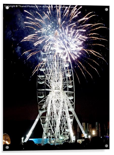 Big wheel and fireworks Acrylic by Thanet Photos