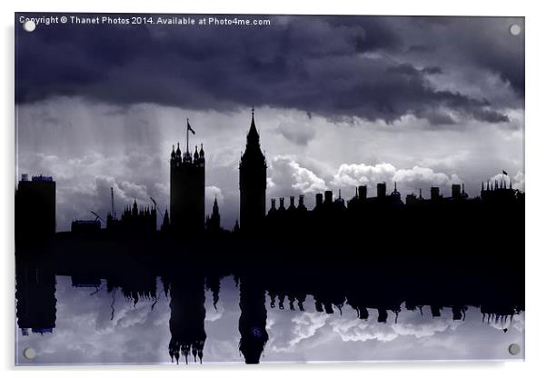  London Skyline silhouette  Acrylic by Thanet Photos