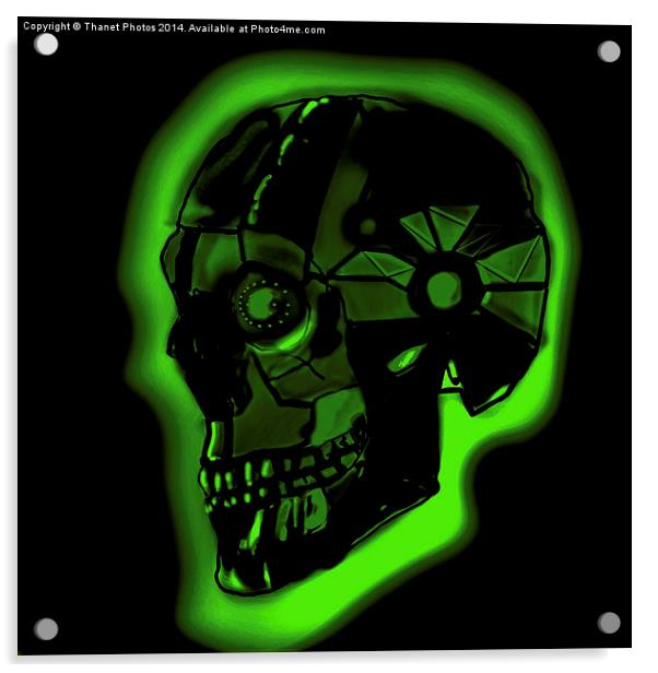  Green android skull Acrylic by Thanet Photos