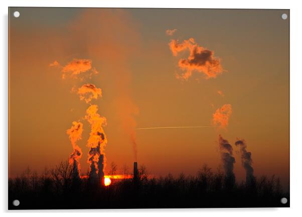 Sunset over Didcot power station Acrylic by Gordon Bishop