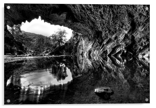  Inside Rydal caves, Lake district Acrylic by Gordon Bishop