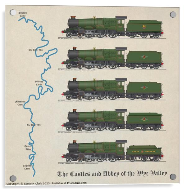 The Castles and Abbey of the Wye Valley Acrylic by Steve H Clark