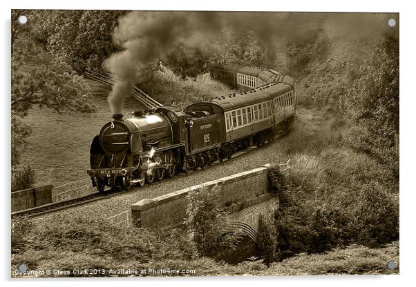 Southern 825 Locomotive (Sepia) Acrylic by Steve H Clark